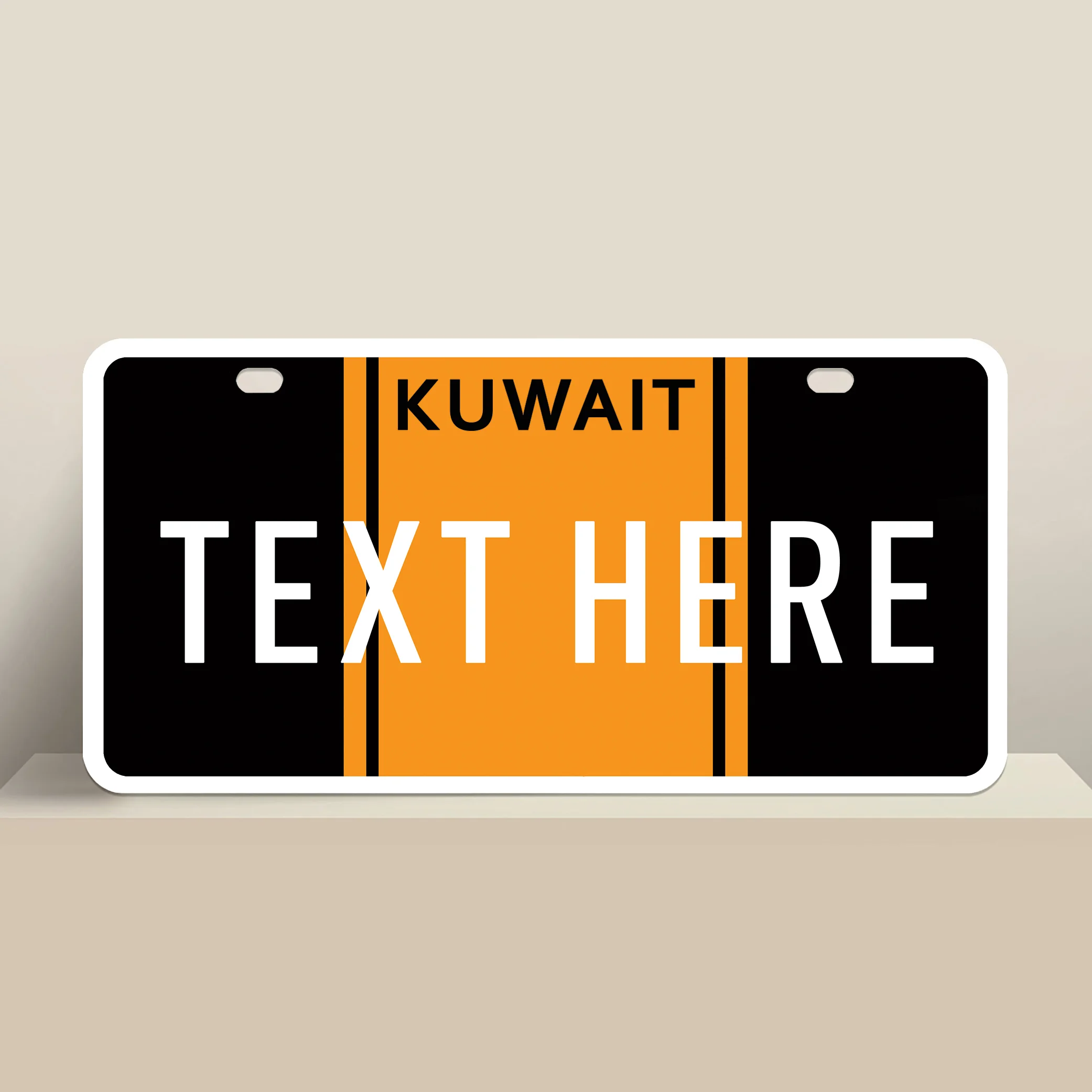 Custom Black Plate With Middle Orange Strip Line