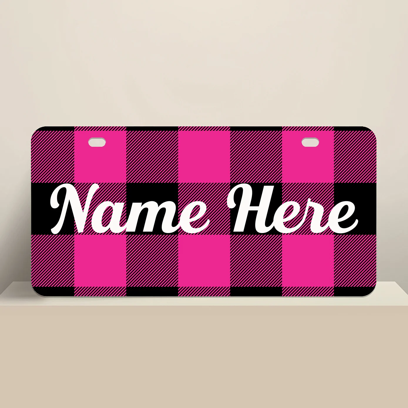 Printing Text On Buffalo Plaid Pink Pattern